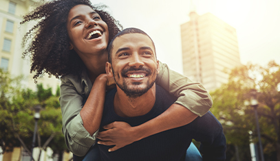 two people smiling