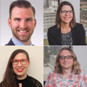 Headshots of Gregory Phillips II, Ph.D.; Michael Newcomb, Ph.D.; and Lauren Beach, J.D., Ph.D., and Michelle Birkett, Ph.D. 